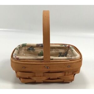 Longaberger 1999 Parsley Booking Basket Liner & Clear Protector 5.5"x4", 6" Tall